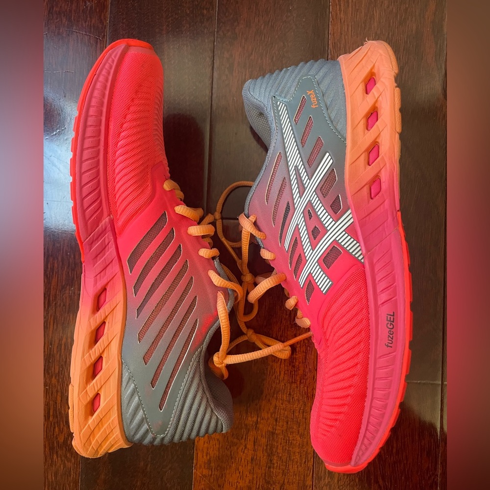 ASICS Fuzex Running Shoes- Hot Pink, Peach, and Gray